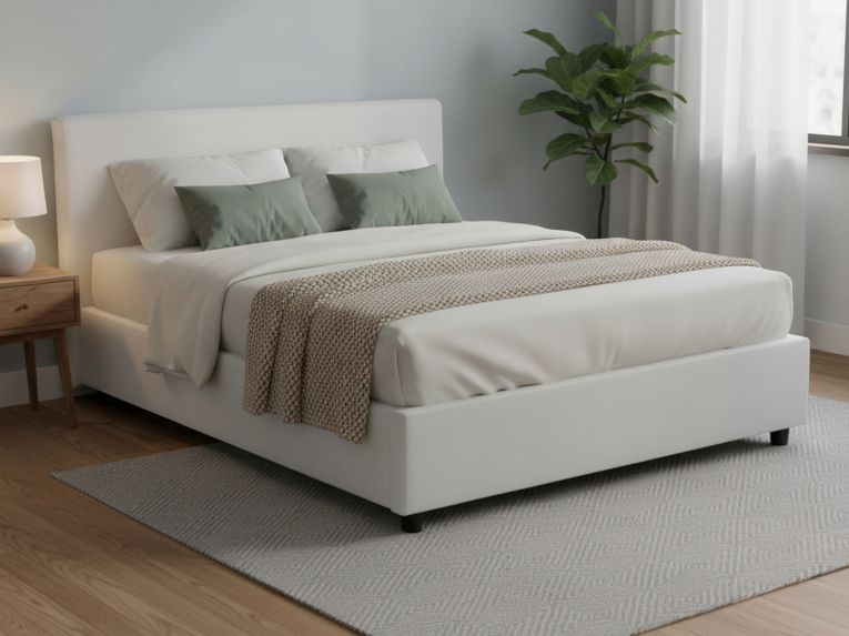 Letto matrimoniale contenitore bianco 175x215cm minimal - Hackmanite