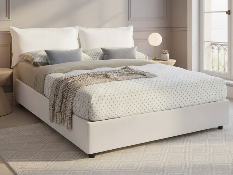 Letto matrimoniale contenitore bianco 175x215cm moderno - Acrab