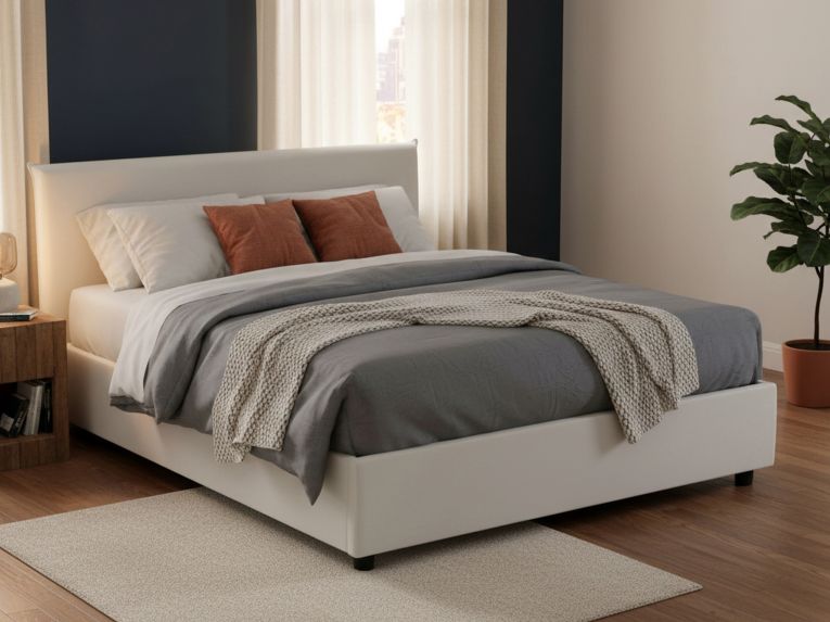 Letto matrimoniale contenitore bianco 175x215cm portaoggetti - Ariella
