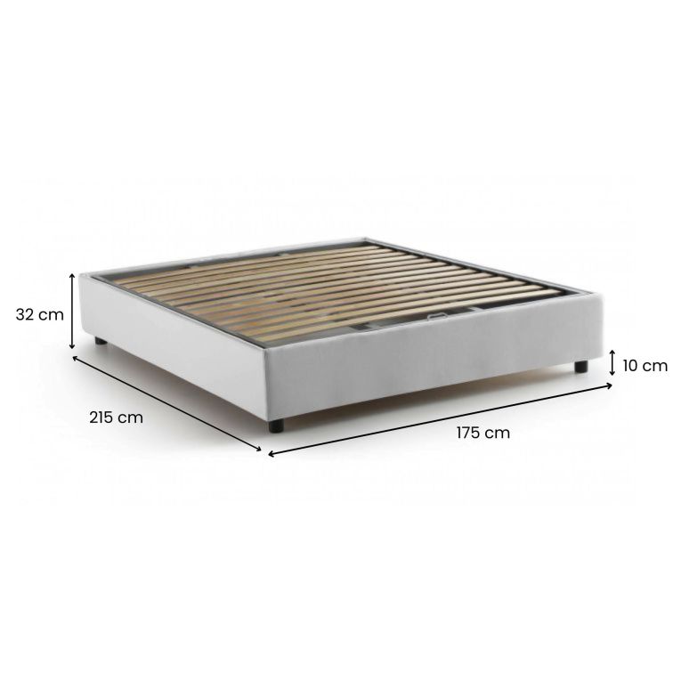 Letto matrimoniale contenitore bianco 175x215cm rete inclusa - Alaska