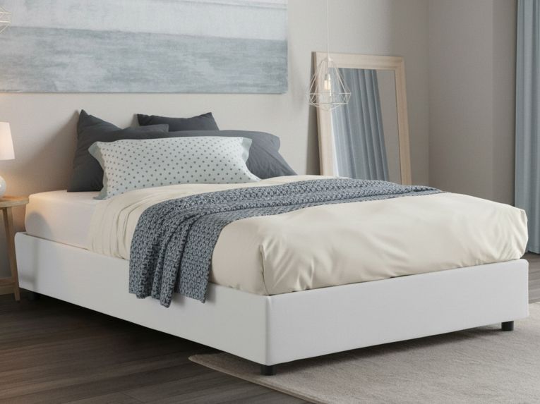 Letto matrimoniale contenitore bianco 175x215cm rete inclusa - Alaska