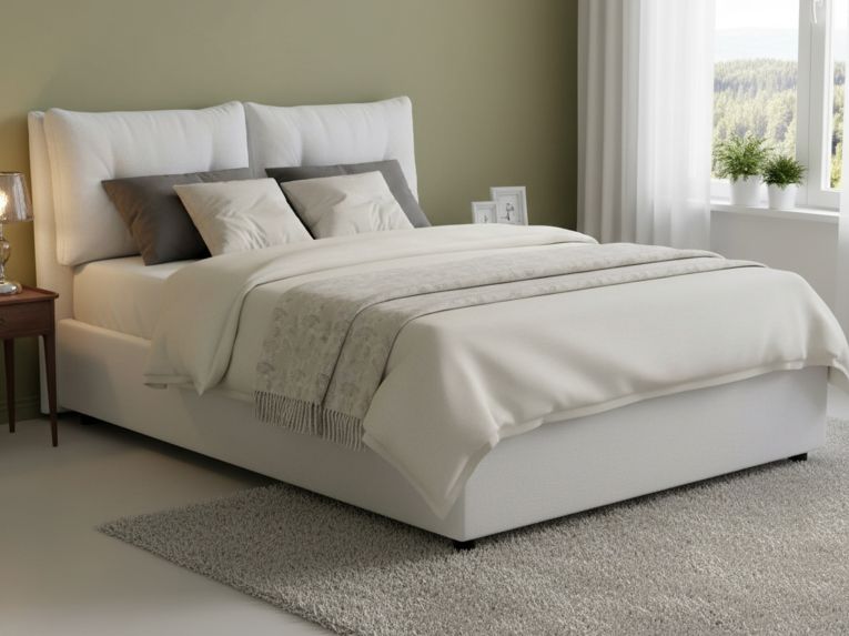 Letto matrimoniale contenitore bianco 175x215cm salvaspazio - Calcite