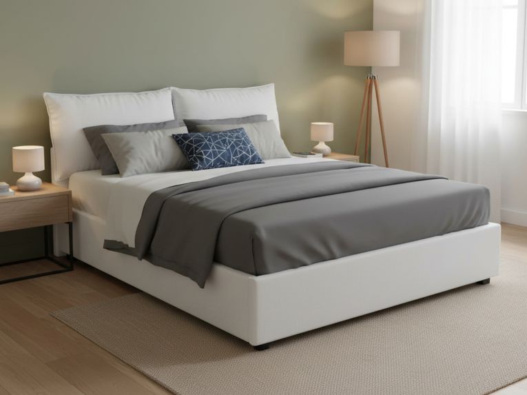 Letto matrimoniale contenitore bianco 175x215cm sfoderabile - Aris