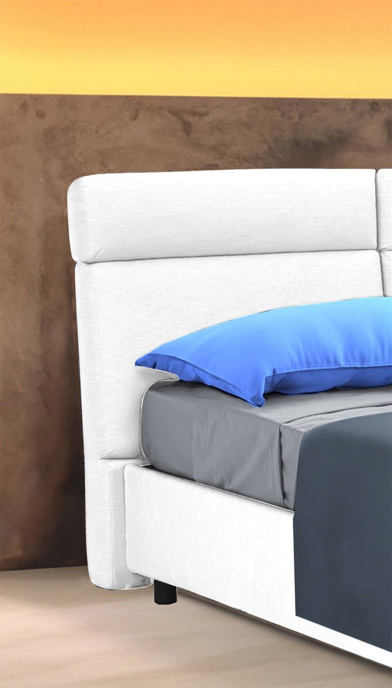 Letto matrimoniale contenitore bianco 177x216cm struttura in metallo - Alcatron