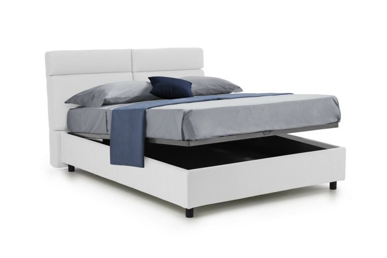 Letto matrimoniale contenitore bianco 177x216cm struttura in metallo - Alcatron