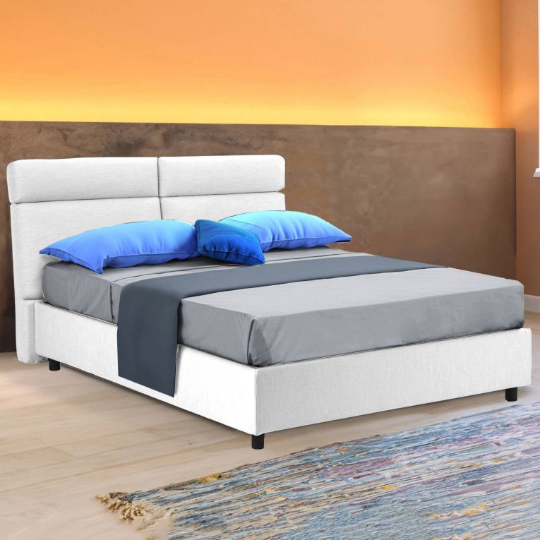 Letto matrimoniale contenitore bianco 177x226cm struttura in metallo - Ator