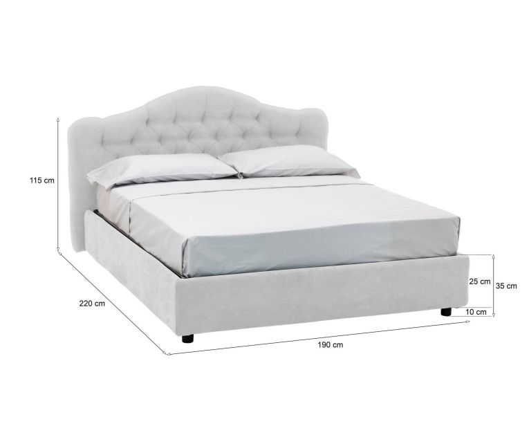 Letto matrimoniale contenitore bianco 190x220cm struttura in metallo - Aly