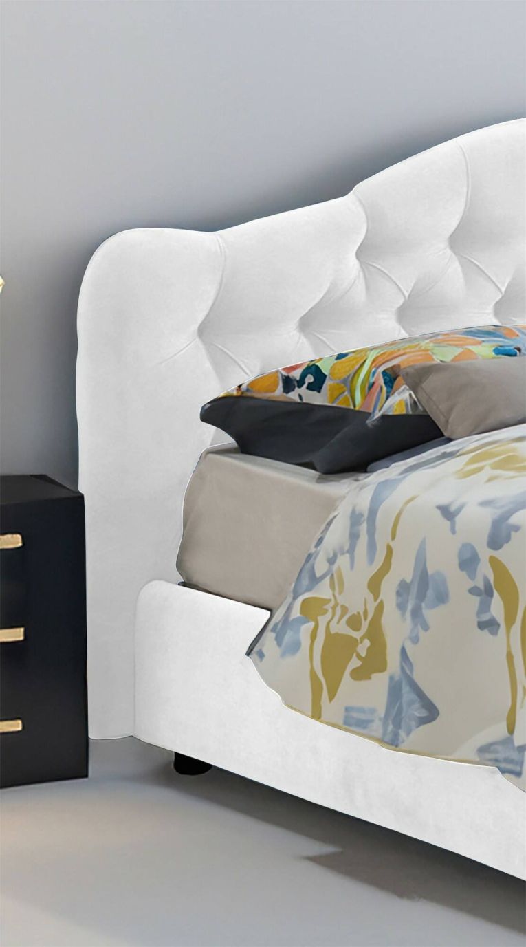 Letto matrimoniale contenitore bianco 190x220cm struttura in metallo - Aly