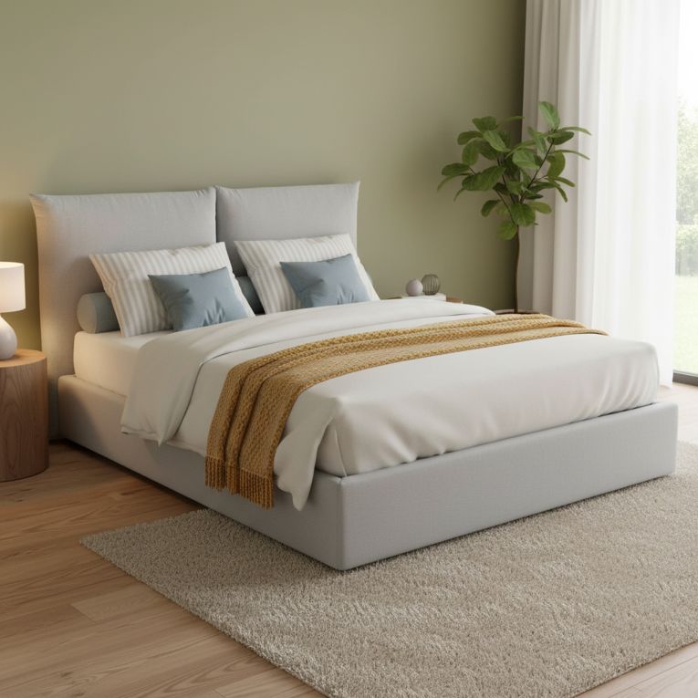 Letto matrimoniale contenitore bianco 190x225cm classico - Aghineo