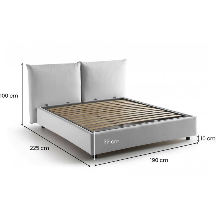 Letto matrimoniale contenitore bianco 190x225cm classico - Aghineo
