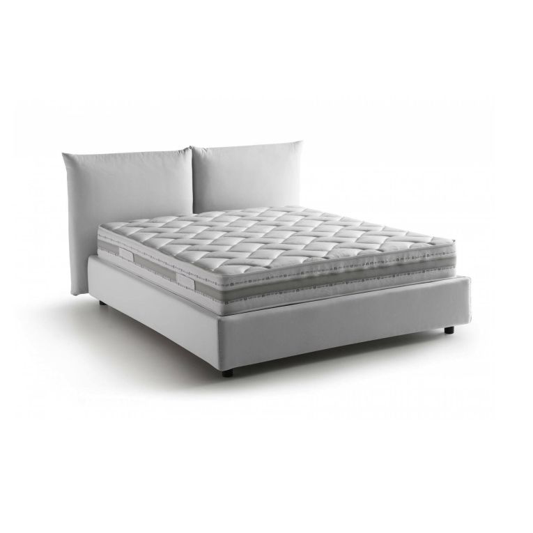 Letto matrimoniale contenitore bianco 190x225cm imbottito - Arcole