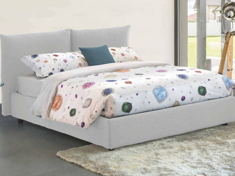 Letto matrimoniale contenitore bianco 190x225cm imbottito - Arcole