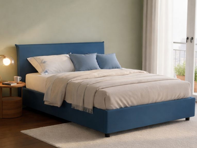 Letto matrimoniale contenitore blu 175x205cm salvaspazio - Anassimene