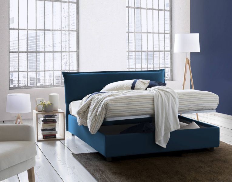 Letto matrimoniale contenitore blu 175x215cm accogliente - Aishia