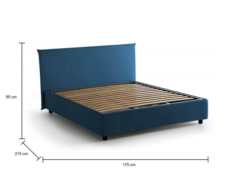 Letto matrimoniale contenitore blu 175x215cm con rete inclusa - Arcan