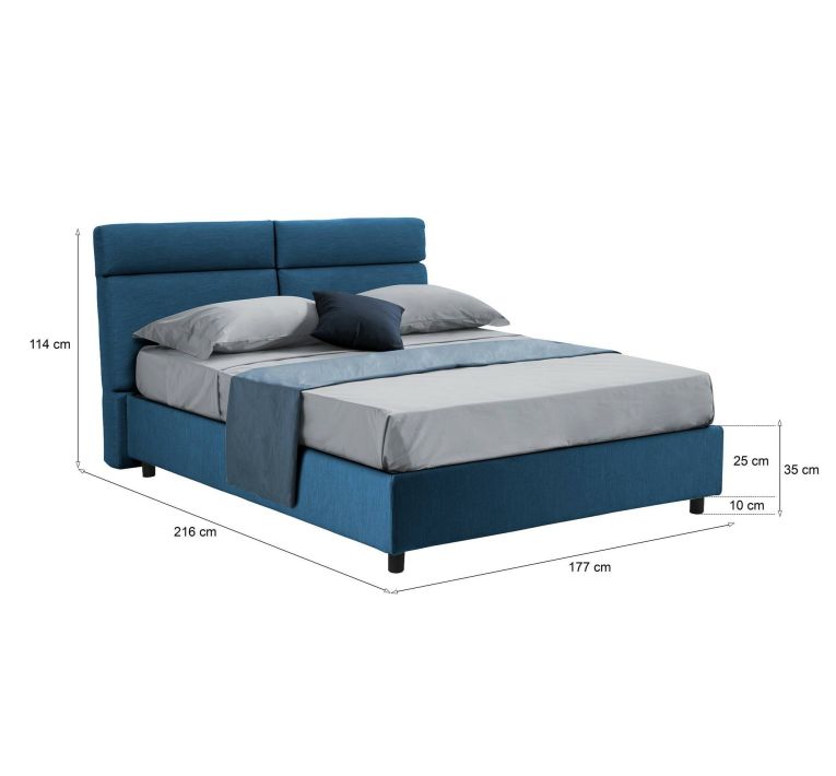 Letto matrimoniale contenitore blu 177x216cm struttura in metallo - Alcatron