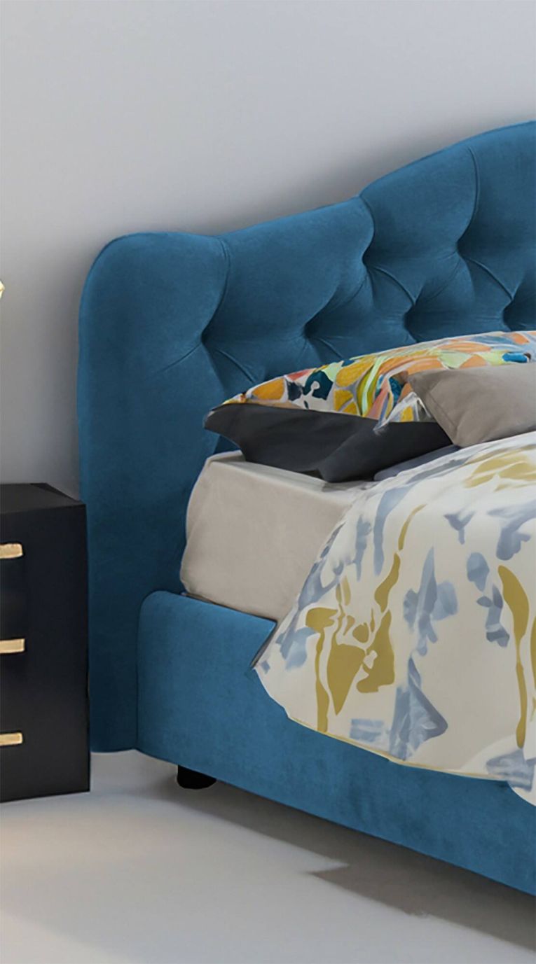 Letto matrimoniale contenitore blu 190x210cm struttura in metallo - Arex