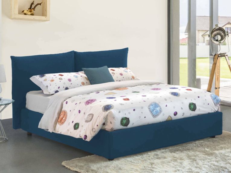 Letto matrimoniale contenitore blu 190x215cm stabile - Arpino