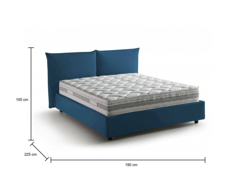 Letto matrimoniale contenitore blu 190x225cm imbottito - Arcole