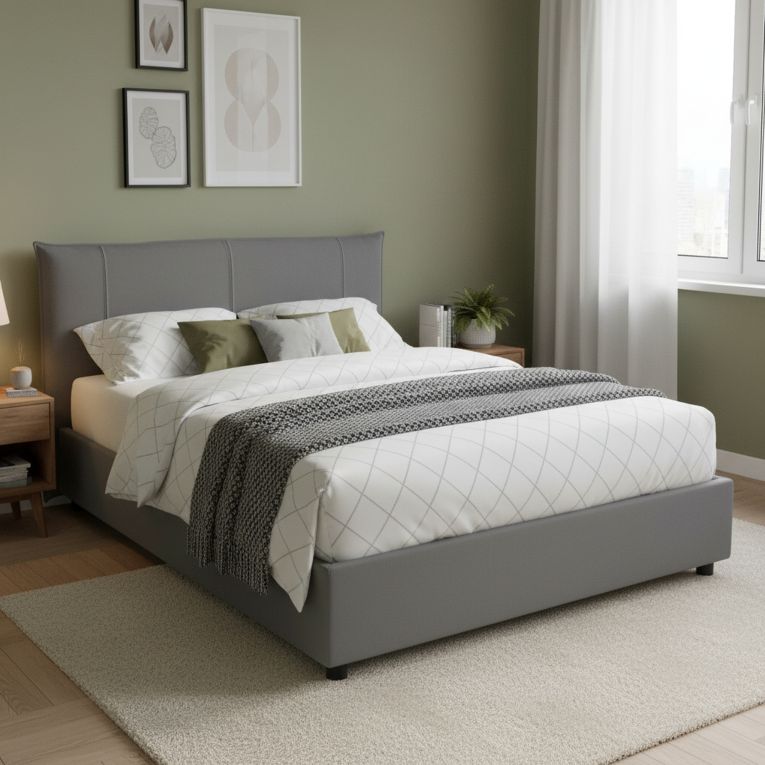 Letto matrimoniale contenitore grigio 175x205cm classico - Akasha