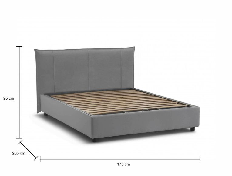 Letto matrimoniale contenitore grigio 175x205cm classico - Akasha