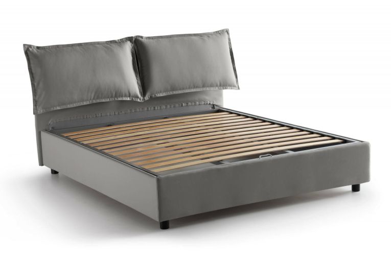 Letto matrimoniale contenitore grigio 175x205cm con materasso - Amelinda