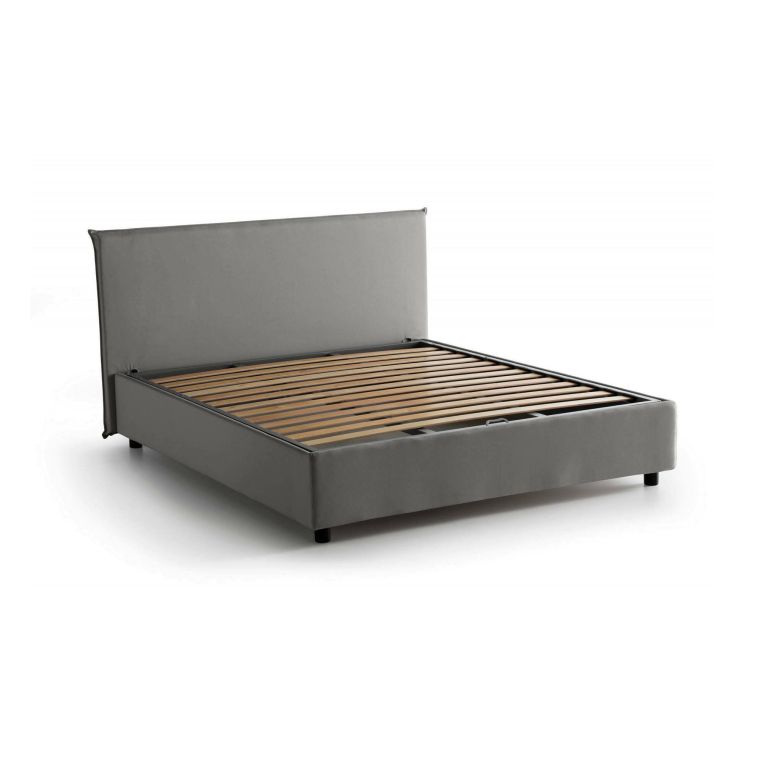 Letto matrimoniale contenitore grigio 175x205cm moderno - Ashlee
