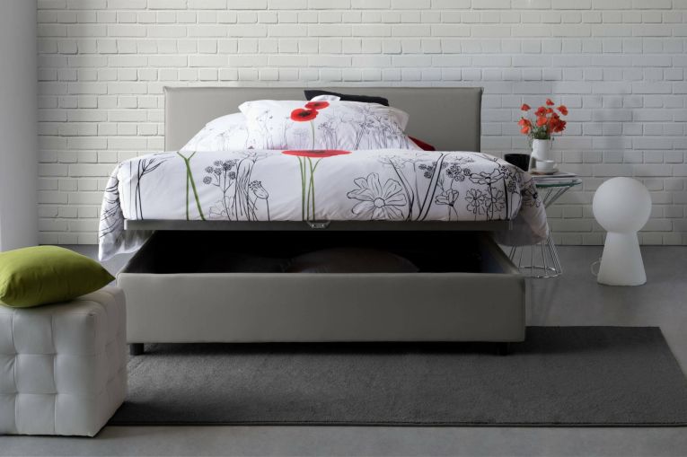 Letto matrimoniale contenitore grigio 175x205cm moderno - Ashlee