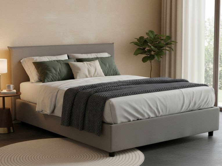 Letto matrimoniale contenitore grigio 175x205cm moderno - Ashlee