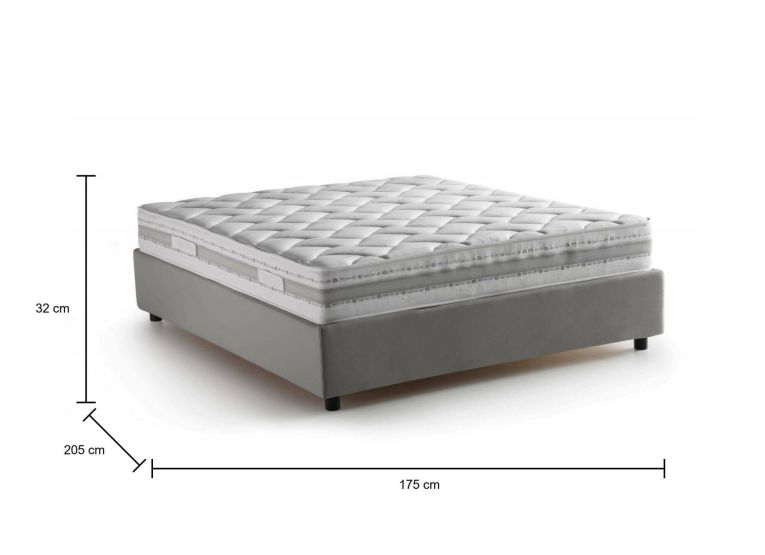 Letto matrimoniale contenitore grigio 175x205cm rivestimento lavabile - Apel