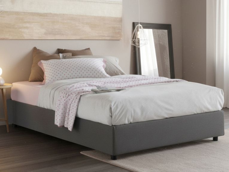 Letto matrimoniale contenitore grigio 175x205cm rivestimento lavabile - Apel