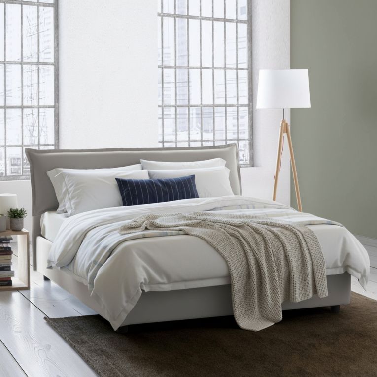 Letto matrimoniale contenitore grigio 175x205cm rivestito in tessuto - Andyymion