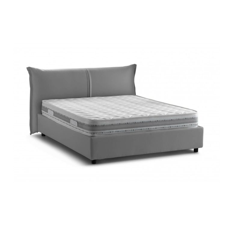 Letto matrimoniale contenitore grigio 175x205cm salvaspazio - Akio