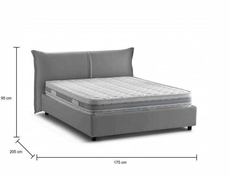 Letto matrimoniale contenitore grigio 175x205cm salvaspazio - Akio
