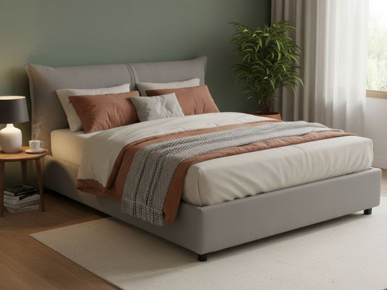 Letto matrimoniale contenitore grigio 175x205cm salvaspazio - Akio