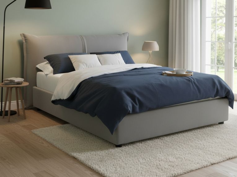 Letto matrimoniale contenitore grigio 175x205cm struttura in legno - Alabaster