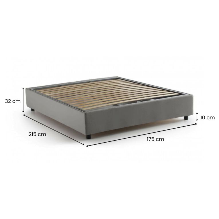Letto matrimoniale contenitore grigio 175x215cm - Alaska