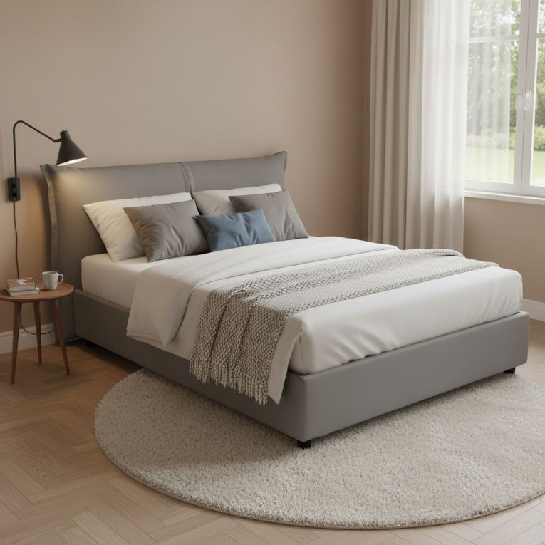 Letto matrimoniale contenitore grigio 175x215cm elegante - Abarat