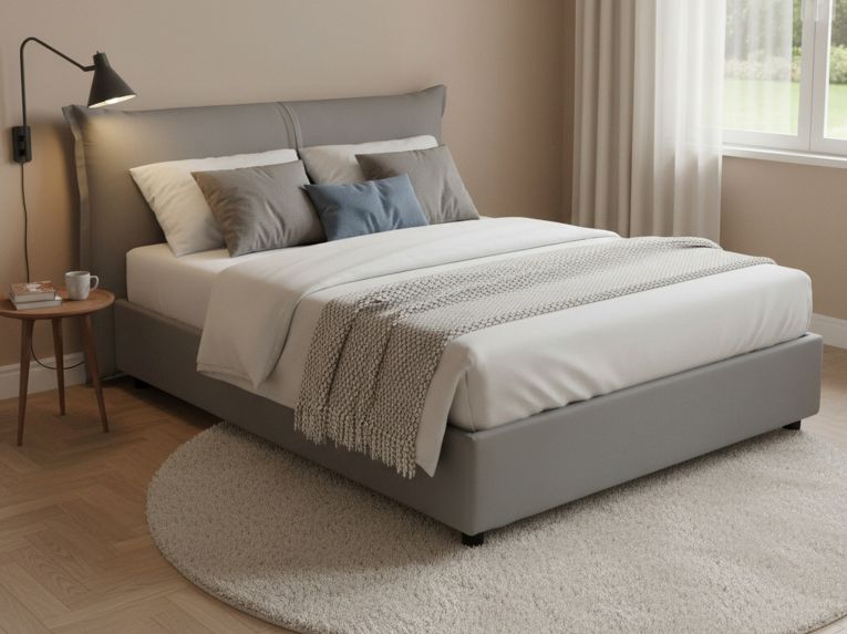 Letto matrimoniale contenitore grigio 175x215cm elegante - Abarat