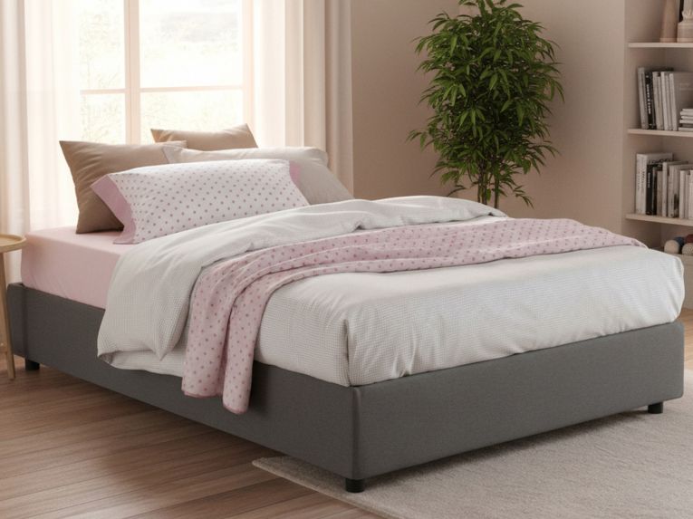 Letto matrimoniale contenitore grigio 175x215cm minimal - Alessander