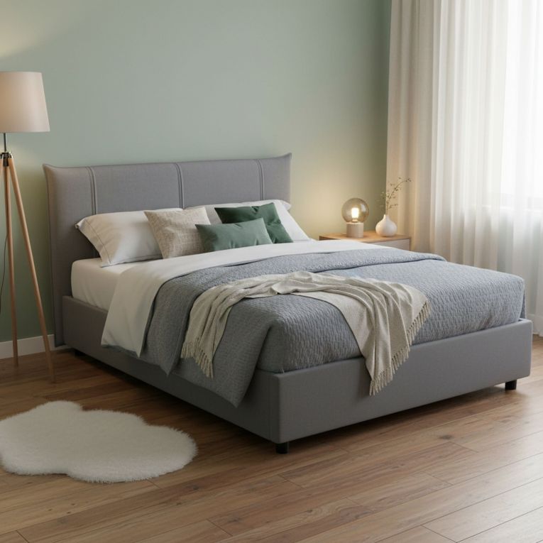Letto matrimoniale contenitore grigio 175x215cm porta oggetti - Gerase
