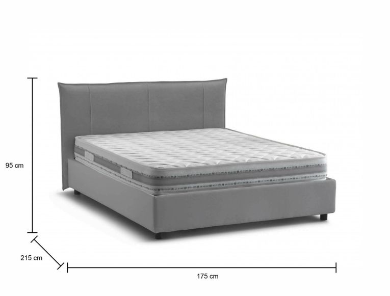 Letto matrimoniale contenitore grigio 175x215cm porta oggetti - Gerase