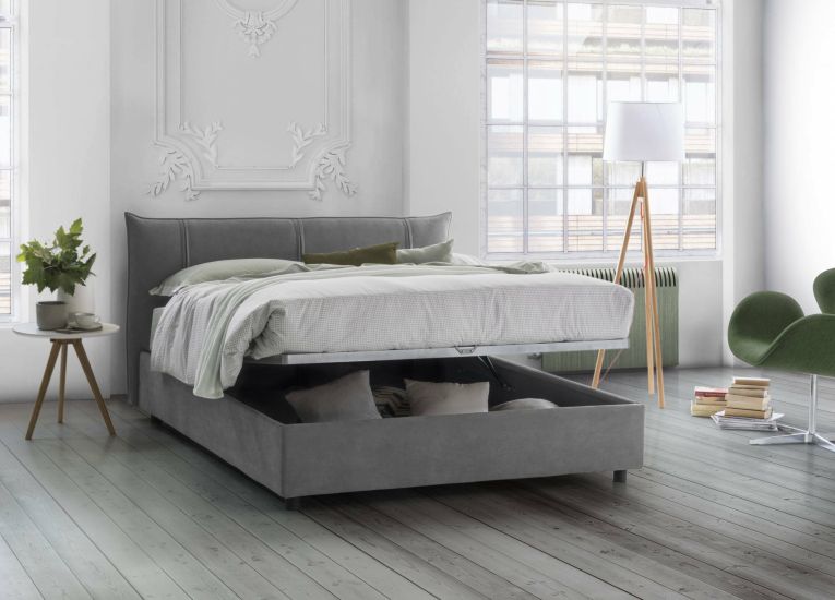 Letto matrimoniale contenitore grigio 175x215cm porta oggetti - Gerase