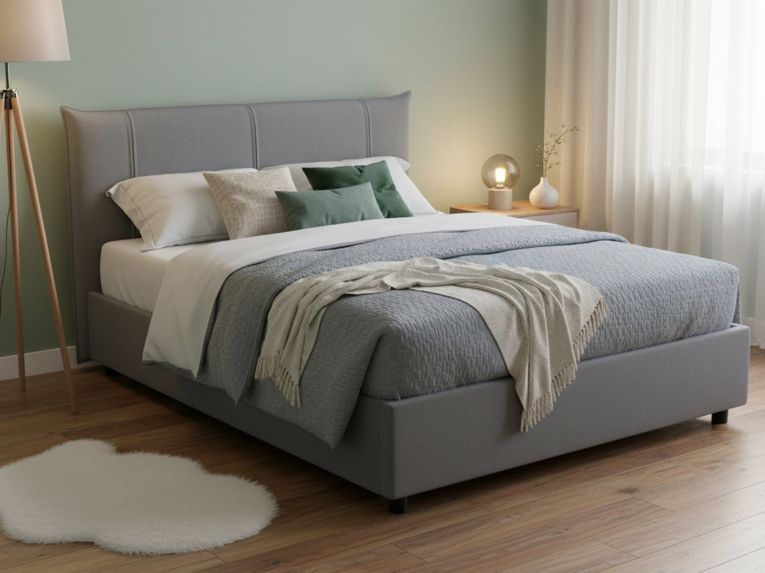 Letto matrimoniale contenitore grigio 175x215cm porta oggetti - Gerase
