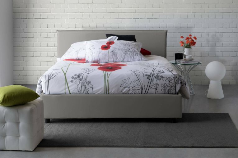 Letto matrimoniale contenitore grigio 175x215cm rivestimento in tessuto - Arcan