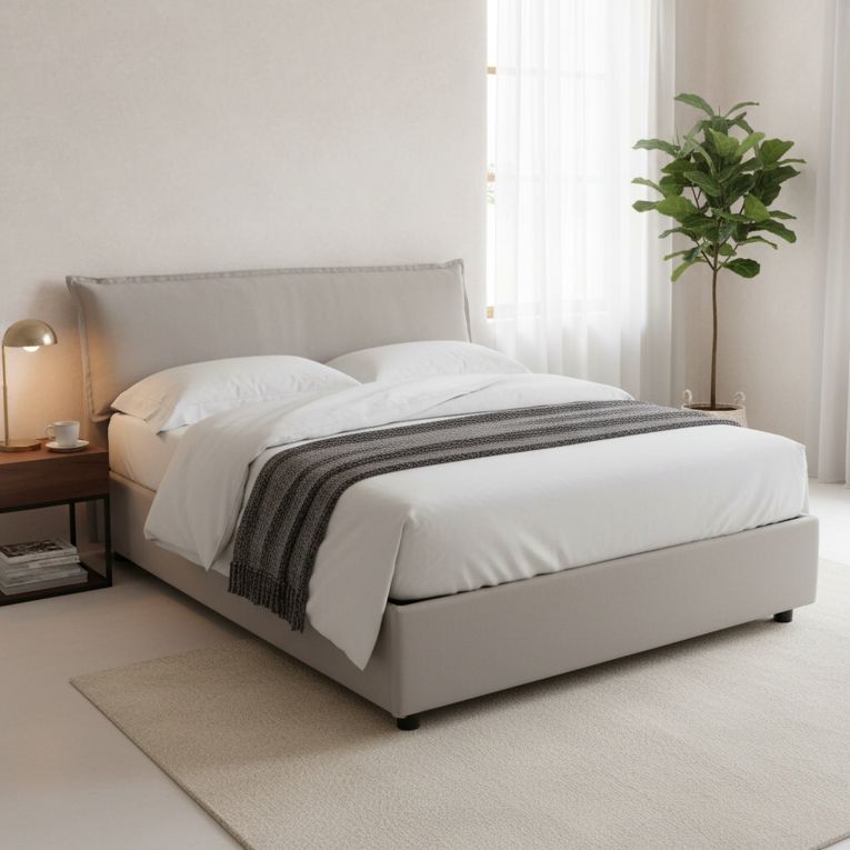 Letto matrimoniale contenitore grigio 175x215cm salvaspazio - Aishia