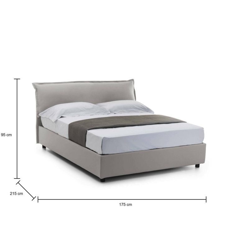 Letto matrimoniale contenitore grigio 175x215cm salvaspazio - Aishia