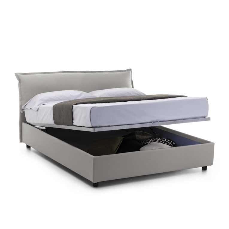 Letto matrimoniale contenitore grigio 175x215cm salvaspazio - Aishia