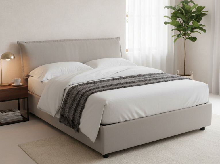 Letto matrimoniale contenitore grigio 175x215cm salvaspazio - Aishia