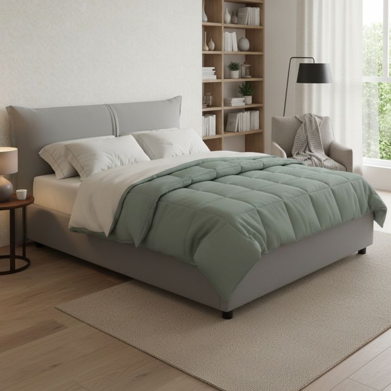 Letto matrimoniale contenitore grigio 175x215cm stabile - Aldus